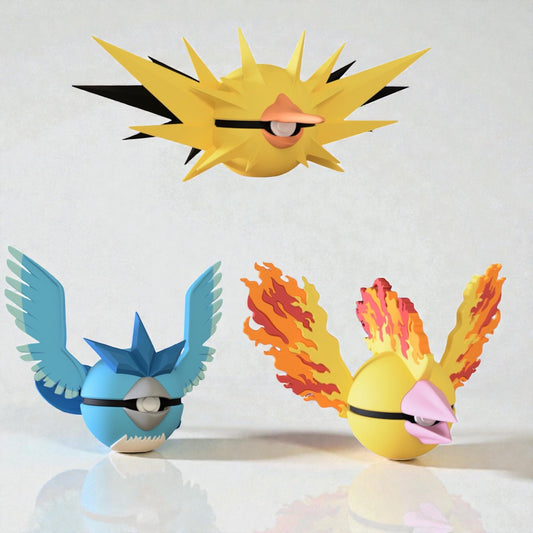 Moltres, Zapdos & Articuno Themed Poké Balls & Bundle | 3D Printed Collectibles