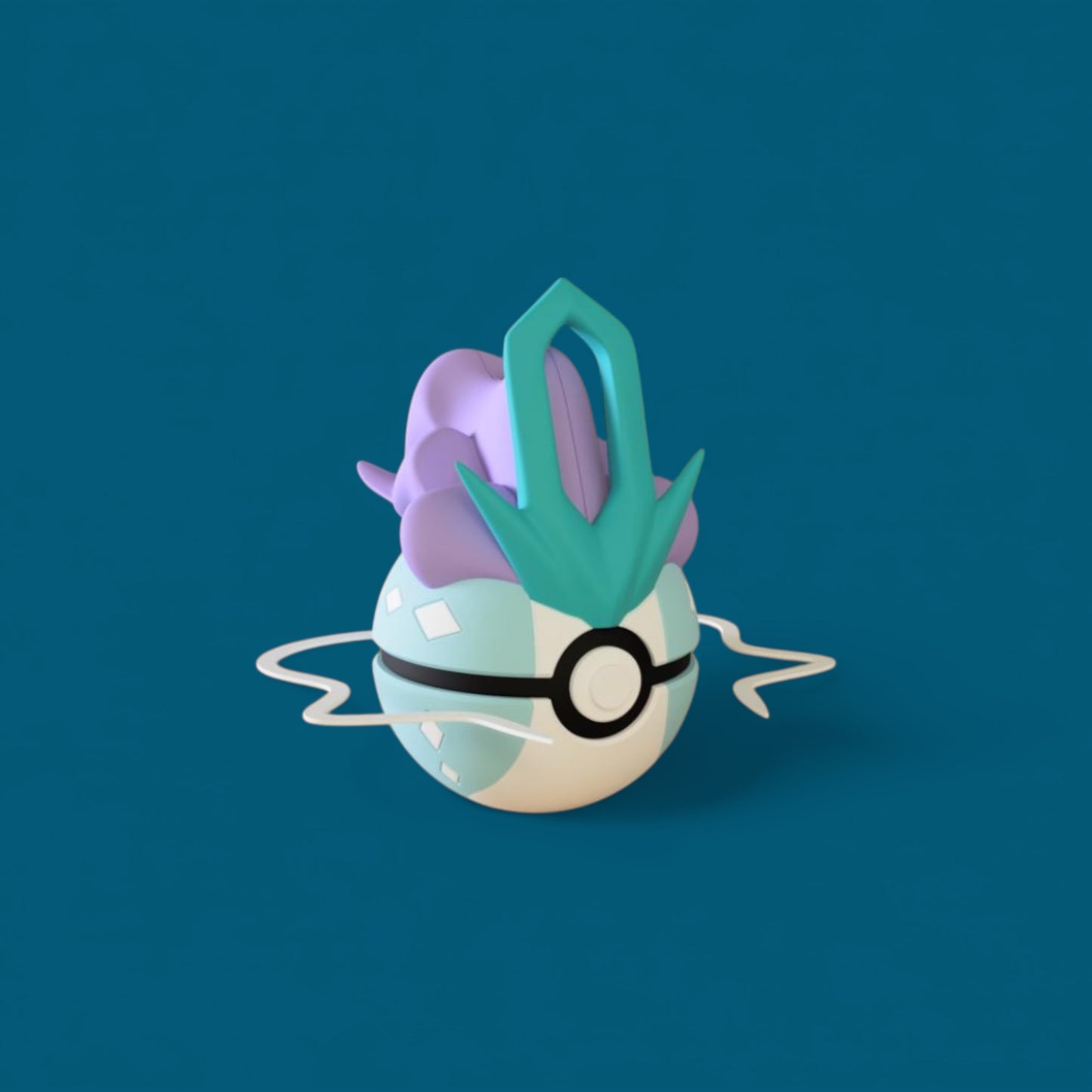 Suicune Themed Poké Ball | 3D Printed Legendary Pokémon Collectible