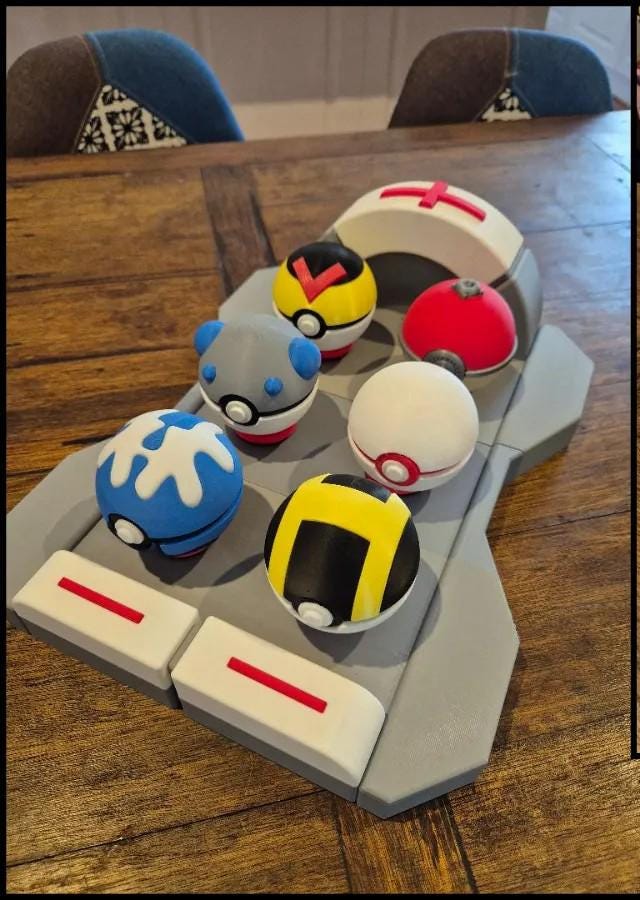 Poké Ball Stand  Healing & Charging Station  3D Printed Pokémon Display by 3DM