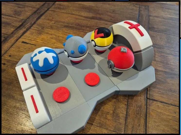 Poké Ball Stand  Healing & Charging Station  3D Printed Pokémon Display by 3DM