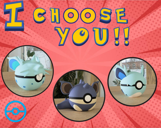 Nidoran, Nidorina and Nidoqueen Pokemon display Poké Balls  3D Pokeball Pokémon Collectibles