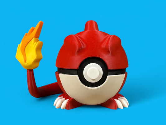 Charmeleon Themed Poké Ball Display – 3D Printed Pokémon Collectible Decoration